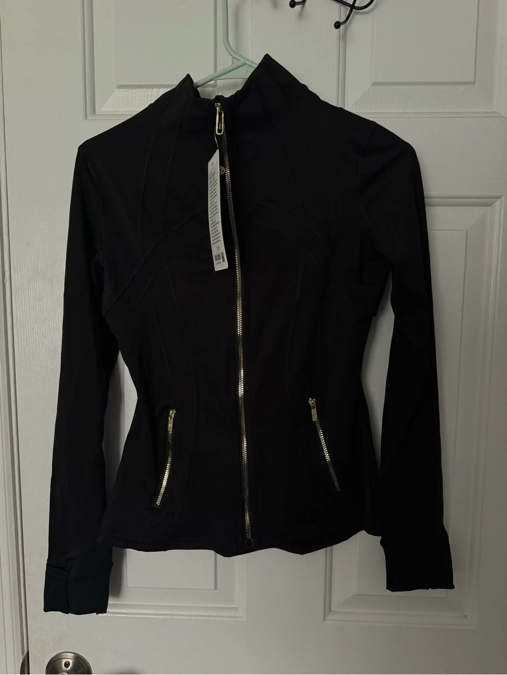 Lululemon athletica Black Zip-Up Utility Jacket with Gold Zippers size 4 New